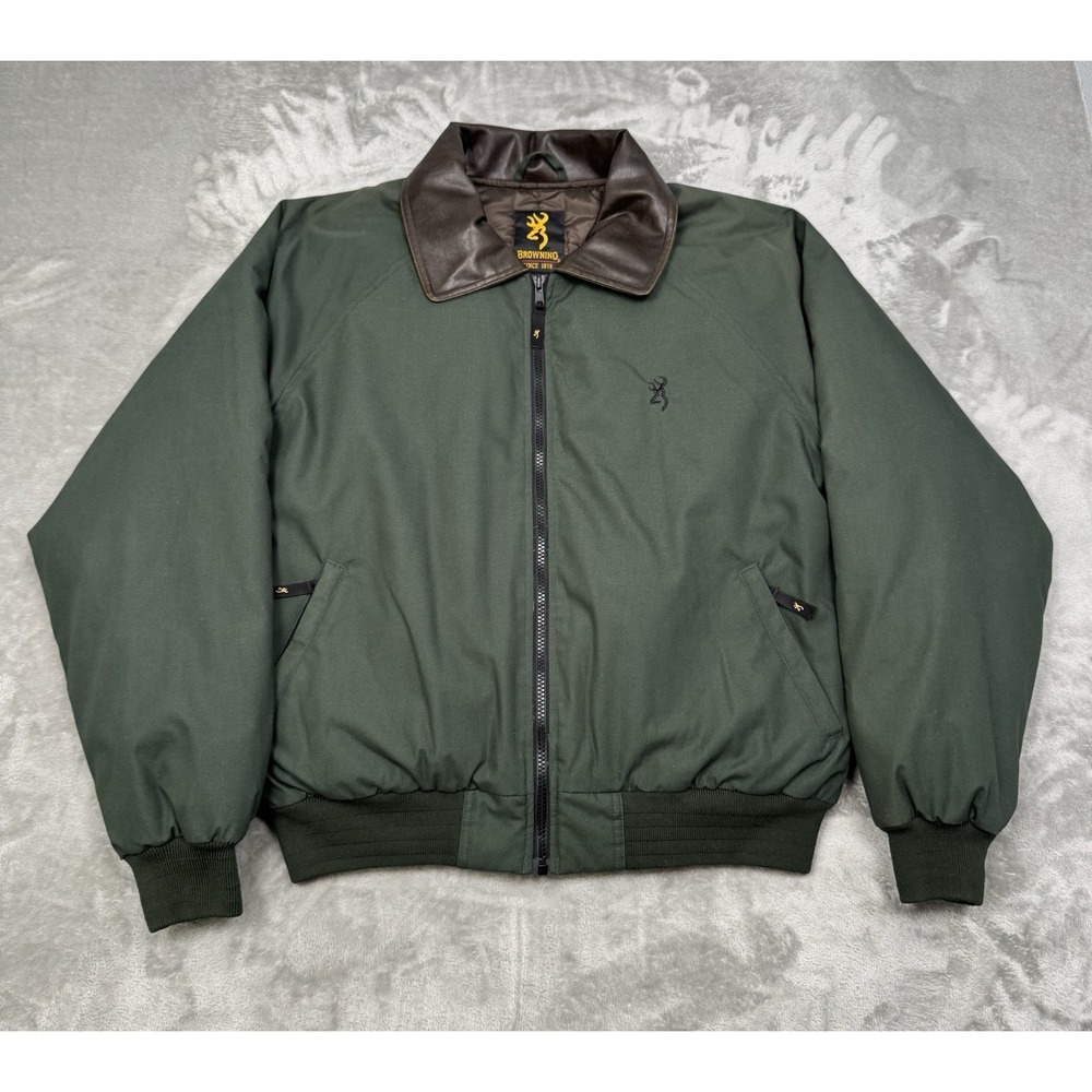 Browning Goose Down Bomber Jacket Mens Medium Green Hunting Coat Gorpcore Y2K